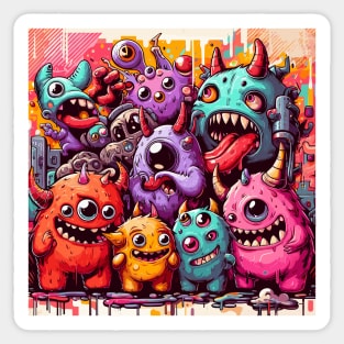 Street art cute monsters pattern Sticker